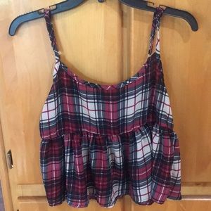 Semi sheer plaid babydoll top.